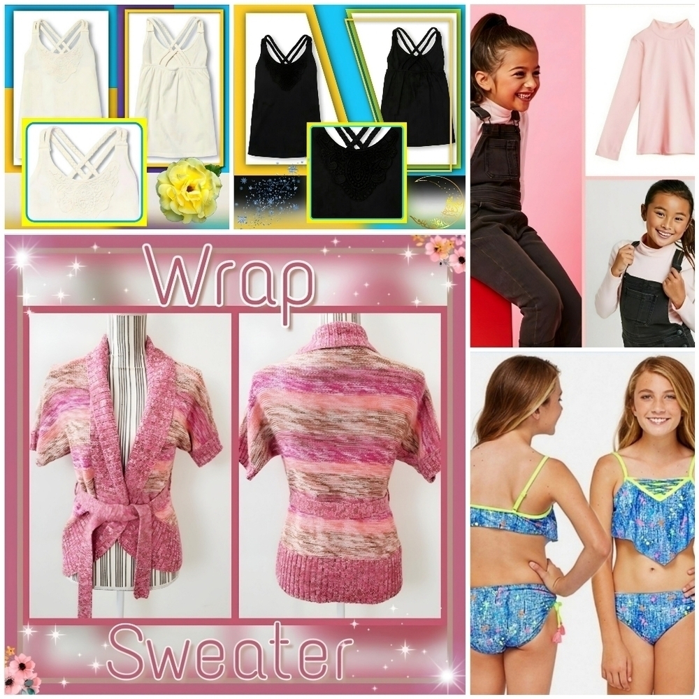 Girls Bundle Sz 14 ✦ Fab Kids Old Navy Justice Mermaid Bikini ✦ Tops Sweater NWT